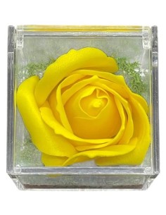 Rosa di sapone in scatola plex Cm. 6x6x6 - Gialla - Ti voglio bene Mamma 2