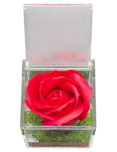 Rosa di sapone in scatola plex Cm. 6x6x6 - Rossa - Ti voglio bene Mamma