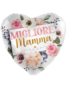 Palloncino mylar 18" Cm. 43 - Cuore - Migliore Mamma