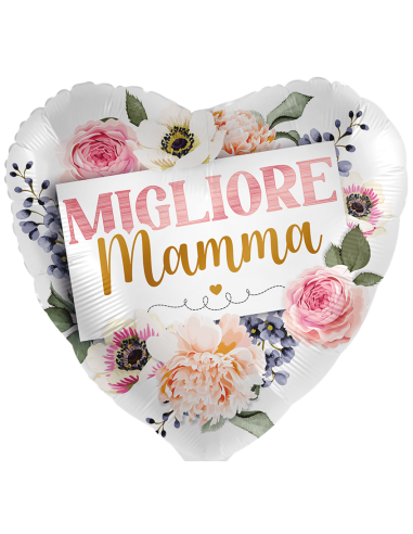 Palloncino mylar 18" Cm. 43 - Cuore - Migliore Mamma