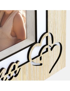 Portafoto in legno intarsiato "Ti voglio bene Mamma" Cm. 25x20 - Foto Cm. 10x15 2