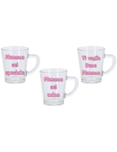 Tazzina da caffè in vetro "Mamma" in scatolina plex - Scritte assortite