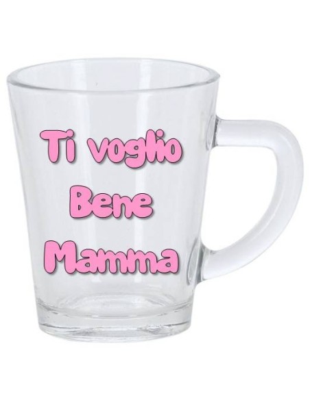 Tazzina da caffè in vetro "Mamma" in scatolina plex - Scritte assortite