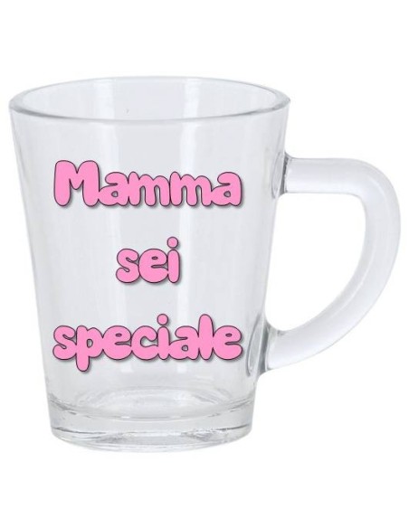 Tazzina da caffè in vetro "Mamma" in scatolina plex - Scritte assortite