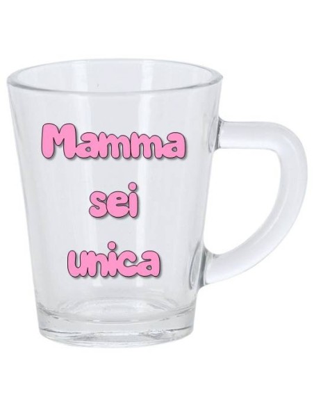 Tazzina da caffè in vetro "Mamma" in scatolina plex - Scritte assortite