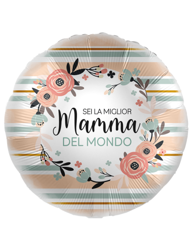 Palloncino mylar 18" Cm. 43 - Rotondo - Sei la miglior mamma del mondo