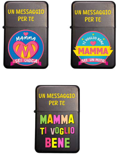 Accendino in metallo tipo zippo "Mamma" - Modelli assortiti
