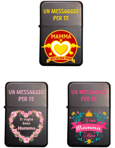 Accendino in metallo tipo zippo "Mamma" - Modelli assortiti
