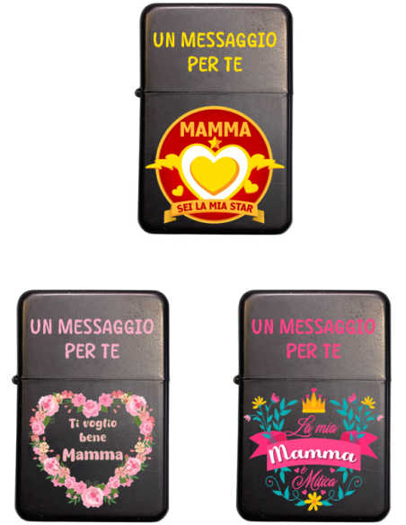 Accendino in metallo tipo zippo "Mamma" - Modelli assortiti