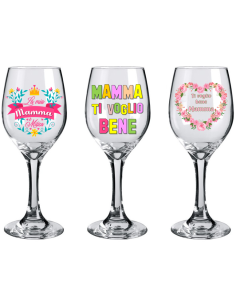 Calice vino vetro in scatola regalo "Mamma" - Soggetti assortiti