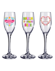Calice flute vetro "Mamma" in scatola regalo - Soggetti assortiti