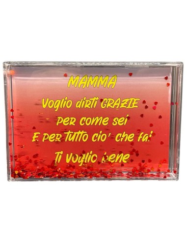 Portafoto in plex con cuoricini interni Cm. 10x15 "Mamma"