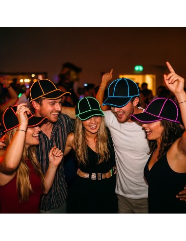 Cappello con visiera in tessuto con bordo luminoso led - Colori assortiti