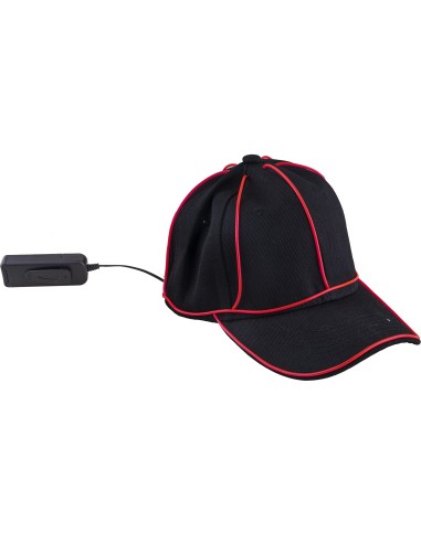 Cappello con visiera in tessuto con bordo luminoso led - Colori assortiti