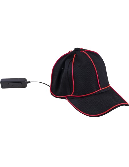 Cappello con visiera in tessuto con bordo luminoso led - Colori assortiti