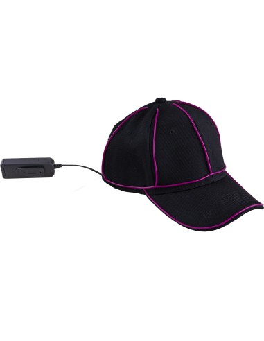Cappello con visiera in tessuto con bordo luminoso led - Colori assortiti