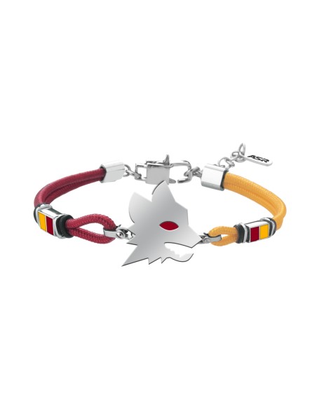 Bracciale con cordino e acciaio 316L AS Roma