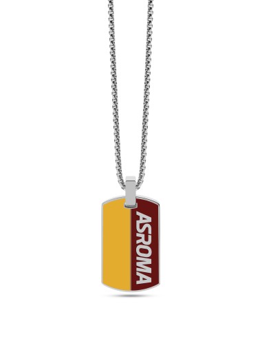 Piastrina acciaio 316L con collana AS Roma