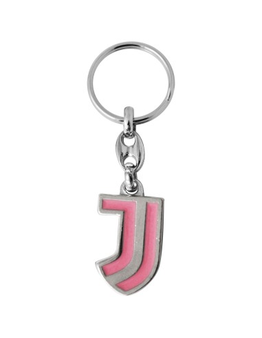 Portachiavi in metallo logo FC Juventus colorato a mano - Rosa