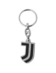 Portachiavi in metallo logo FC Juventus colorato a mano - Nero