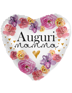 Palloncino mylar 18" Cm. 43 - Cuore - Auguri Mamma
