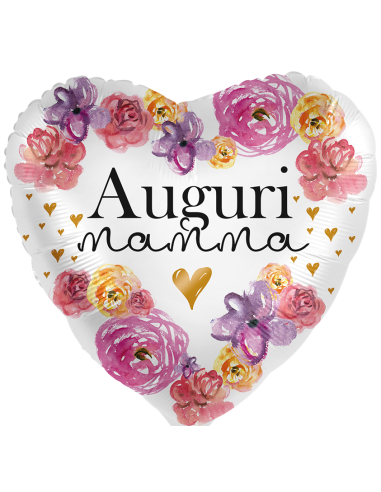Palloncino mylar 18" Cm. 43 - Cuore - Auguri Mamma
