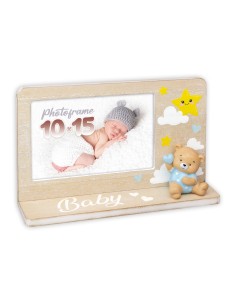 Portafoto in legno con applicazioni resina 3D Cm. 22x14 - Foto Cm. 10x15 - Boy