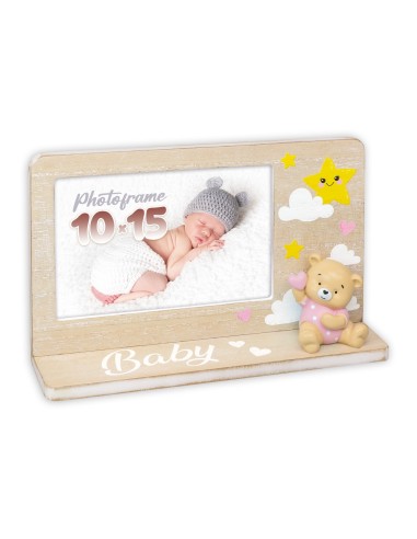 Portafoto in legno con applicazioni resina 3D Cm. 22x14 - Foto Cm. 10x15 - Girl