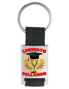 Portachiavi con placca in metallo in scatola "Laureato dell'anno"