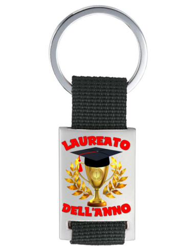 Portachiavi con placca in metallo in scatola "Laureato dell'anno"