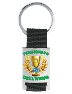 Portachiavi con placca in metallo in scatola "Pensionato dell'anno"