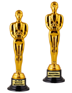 Statuina trofeo dorato Cm. 18 Maestro / Maestra - Scritte assortite 2