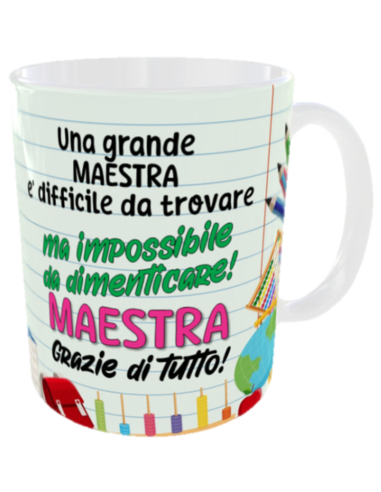 Tazza mug ceramica in scatola regalo - Una grande maestra è difficile da trovare.. ma impossibile da dimenticare!