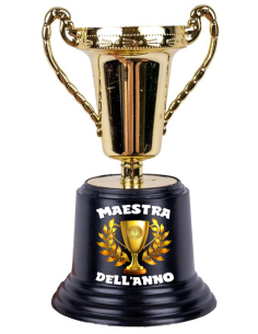 Coppa trofeo dorata due manici Cm. 14 - Maestro / Maestra - Soggetti assortiti