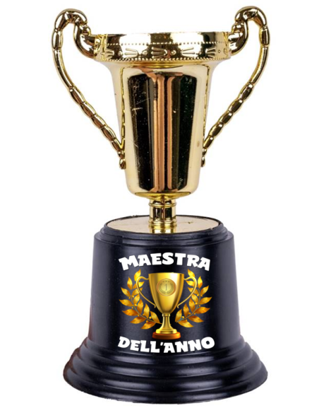 Coppa trofeo dorata due manici Cm. 14 - Maestro / Maestra - Soggetti assortiti