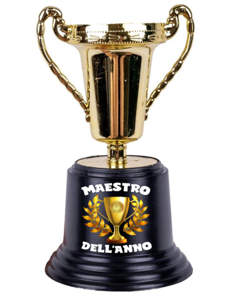 Coppa trofeo dorata due manici Cm. 14 - Maestro / Maestra - Soggetti assortiti