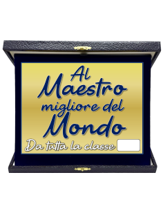 Targa con cofanetto rettangolare Cm. 21x17 - Al maestro migliore del mondo..