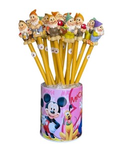 Set 14 Matite con topper resina Sette Nani in espositore cilindro