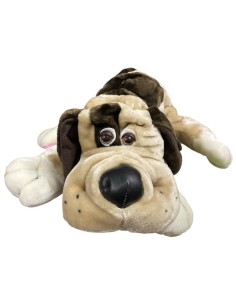 Peluche Cane Steso Collare Rosso Cm. 35