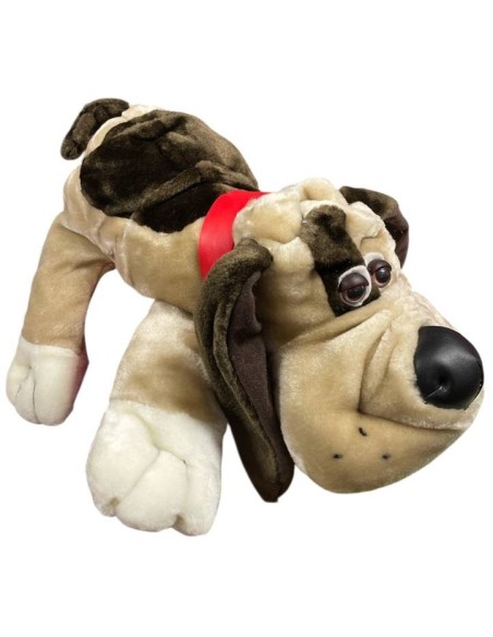 Peluche Cane Steso Collare Rosso Cm. 35