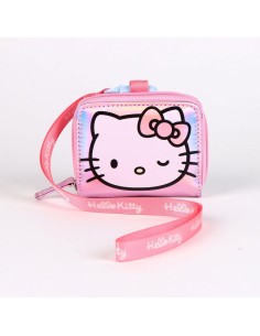 Portafoglio iridescente con zip e tracollina - Hello Kitty / Kuromi