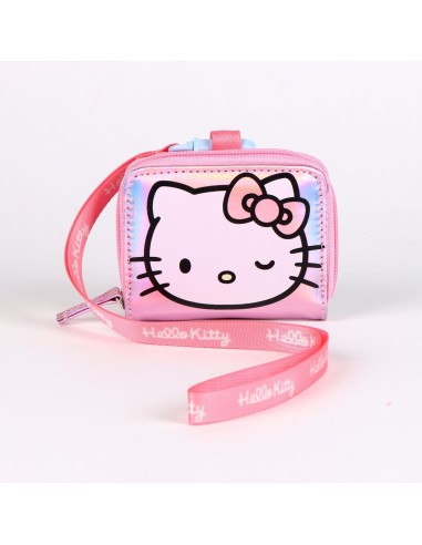 Portafoglio iridescente con zip e tracollina - Hello Kitty / Kuromi