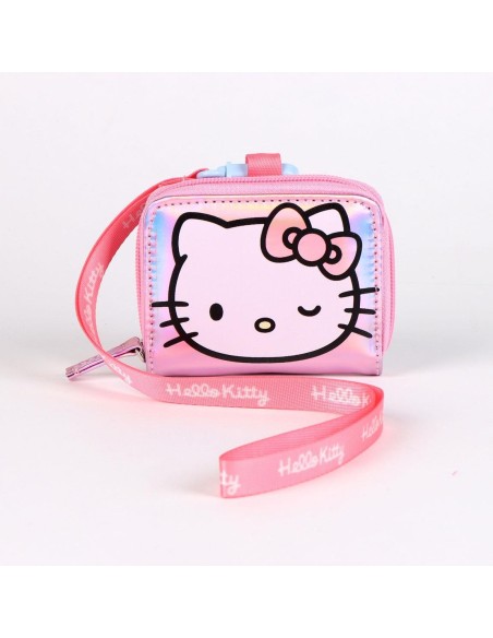 Portafoglio iridescente con zip e tracollina - Hello Kitty / Kuromi