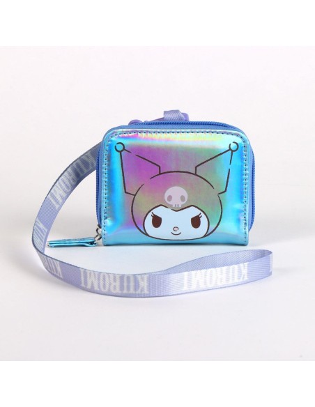 Portafoglio iridescente con zip e tracollina - Hello Kitty / Kuromi
