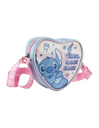 Borsetta tracollina a cuore glitterata Cm. 15x14 - Stitch