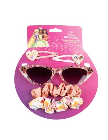 Set occhiali da sole premium e 4 fermacapelli Principesse