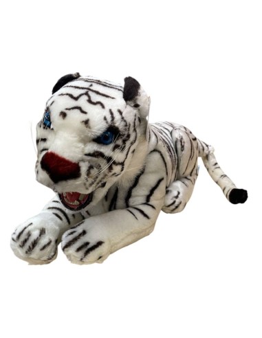 Peluche tigrotto steso con denti sporgenti Cm. 30
