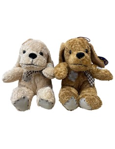 Peluche cagnolino seduto con toppe Cm. 16 - Colori assortiti