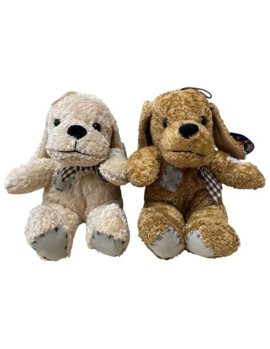 Peluche cagnolino seduto con toppe Cm. 16 - Colori assortiti