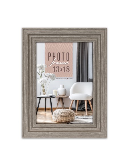 Portafoto in legno grigio Cm. 18x23 - Foto Cm. 13x18